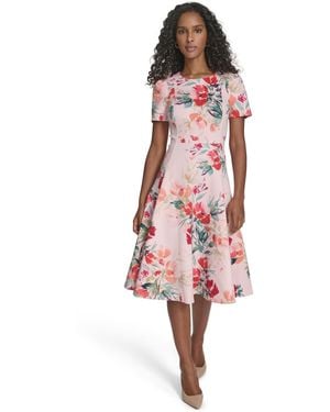 Calvin Klein Short-sleeve Printed Midi Dress - Red