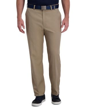 Haggar Cool Right Performance Flex Classic Fit Flat Front Pant - Natural