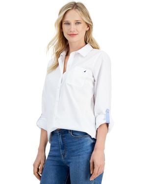 Nautica Jeans Roll-tab Button-front Shirt - White
