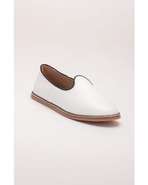 Epilogue Shoes Dalya Leather Slip On Flats () - White