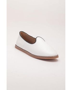 Epilogue Shoes Dalya Leather Slip On Flats () - White