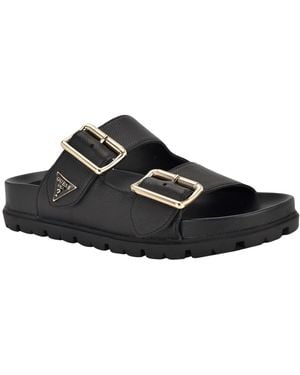 Guess Fasten Double-buckle Footbed Sandals - Black