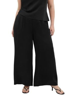 City Chic Plus Size Jett Pleated Sateen Wide-leg Pants - Black