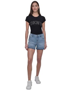 DKNY Mid-rise Released-hem Denim Shorts - Blue