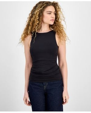 BarIII Second Skin Ruched Tank Top - Blue