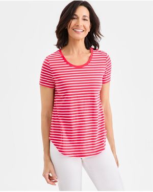 Style & Co. Printed Short-sleeve Crewneck Top - Red