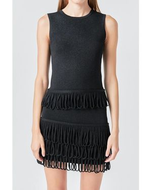 Endless Rose Lurex Knit Loop Top - Black