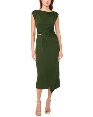 Msk Sleeveless Boat-neck Ponte-knot Wrap Midi Dress - Green