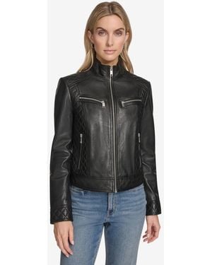 Andrew Marc Mikel Racer Leather Jacket - Black