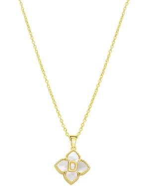Adornia 14k Gold-plated White Mother-of-pearl Initial Floral Necklace - Metallic