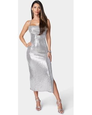 Bebe Spaghetti Gown Long Slim Maxi Dress - White