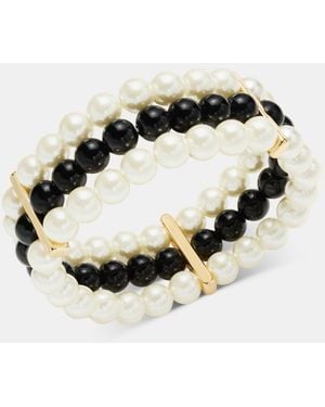 Charter Club Glass And Faux Pearl Three-row Stretch Bracelet - Metallic