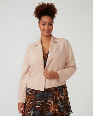 Estelle Rosabella Faux Suede Notch Lapel Jacket - Brown