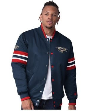 Starter Navy New Orleans Pelicans Scout Varsity Satin Full-snap Jacket - Blue