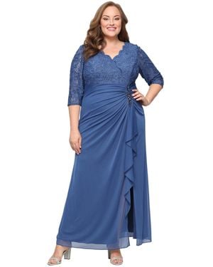 Alex Evenings Plus Size Embellished Empire-waist Gown - Blue