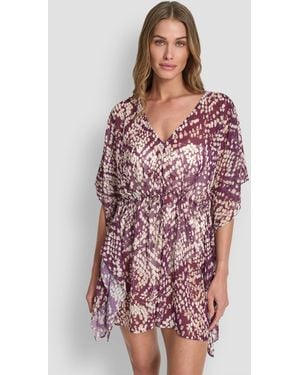 DKNY Tie Front Cover-up Kaftan - Red