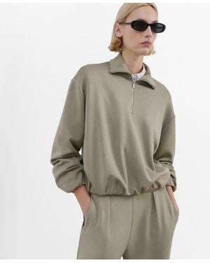 Mango High Neck Balloon Sweatshirt - Gray
