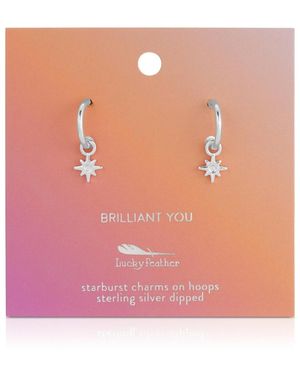 Lucky Feather Hoops - Pink