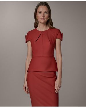 Donna Karan Crewneck Peplum Top - Red
