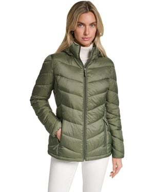 Charter Club Packable Hooded Puffer Coat - Green