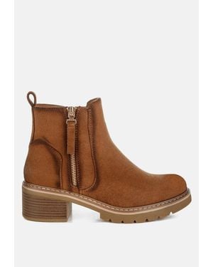 LONDON RAG Tigris Microfiber Zipper Boots - Brown