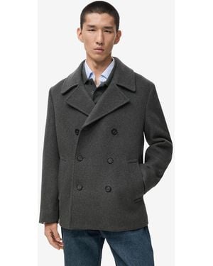 Mango Buttons Wool Double-breasted Coat - Gray