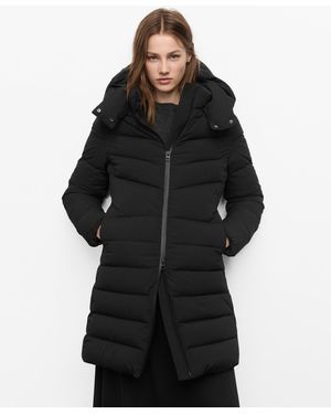 Mango Hood Midi Quilted Anorak - Black