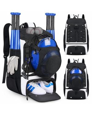 Peneyon 40l Baseball Backpack With Bat Sleeves Helmet Holder And Shoe Compartment - Blue
