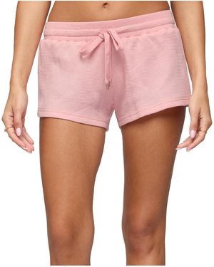 Edikted Baila Waffle Shorts - Pink
