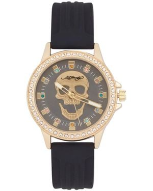 Ed Hardy Quartz Silicone Strap Analog Watch 38mm - Multicolor