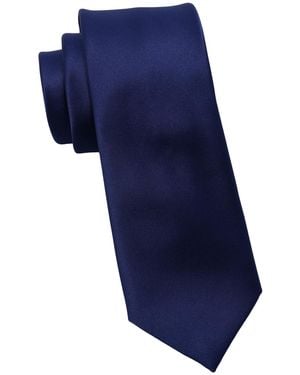 DKNY Shine Satin Solid Slim Tie - Blue