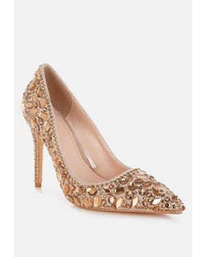 LONDON RAG Iceout Diamante And Rhinestone Embellishments Pumps - White