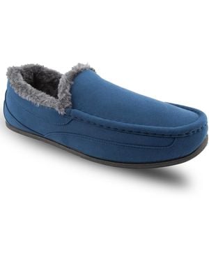 Deer Stags Comfort Moccasin Slippers - Blue