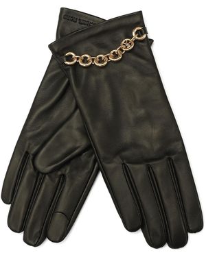 Michael Kors Michael Charm Chain Leather Gloves - Gray