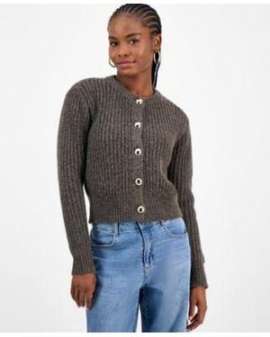 And Now This Now This Dome Button Cropped Cardigan Macys Exclusive - Gray