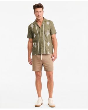 Sun & Stone Sun + Stone Chase Regular-fit 6" Linen Blend Shorts - Green
