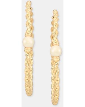 Ralph Lauren Imitation Pearl Rope Chain Hoop Earrings - Metallic