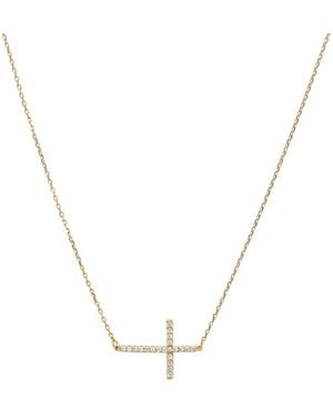Bearfruit Jewelry Sterling Silver 18k Gold Plated Horizontal Cross Necklace - Metallic