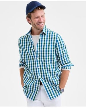 Club Room Long Sleeve Gingham Check Button-down Shirt - Blue