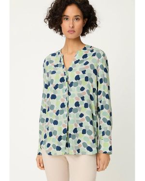 Olsen Blot Print Blouse Tops - Blue