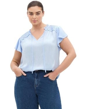 City Chic Plus Size Drama Queen Short Sleeve Shirt - White