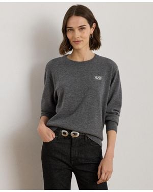Ralph Lauren Embroidered Cashmere Crewneck Sweater - Gray