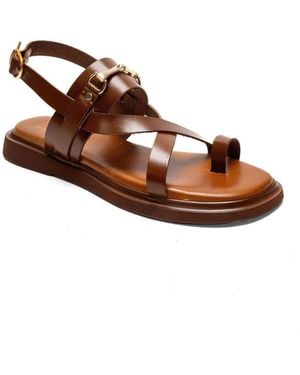 Forever & Always Shoes Fabiana Leather Thong Sandal - Brown
