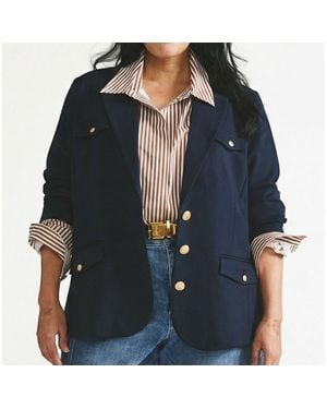 UNIVERSAL STANDARD Plus Size 4 Pocket Ponte Blazer - Blue