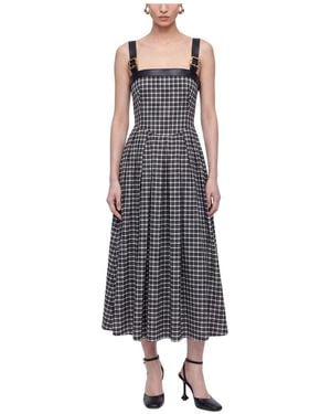 Nocturne Square Neck Checked Midi Dress - Blue