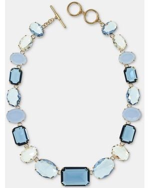 Ralph Lauren Tone Glass Stone Mixed Cut Collar toggle Necklace - Blue