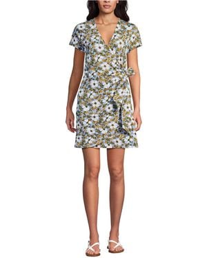 Lands' End Cotton Modal V Neck Mini Wrap Dress - Multicolor