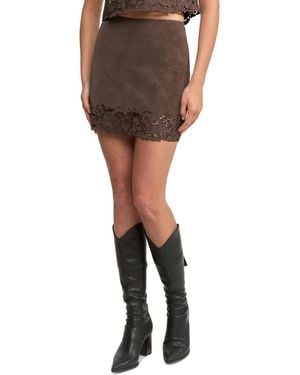 En Saison Pauline Zipper Back Mini Skirt - Brown
