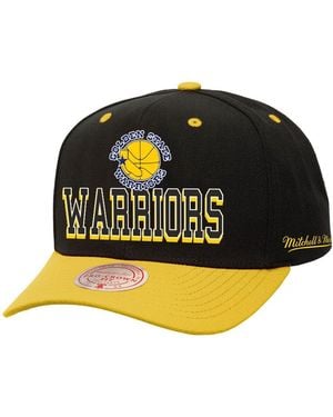 Mitchell & Ness Black/gold Golden State Warriors Backside Script Two-tone Pro Crown Adjustable Hat - Yellow