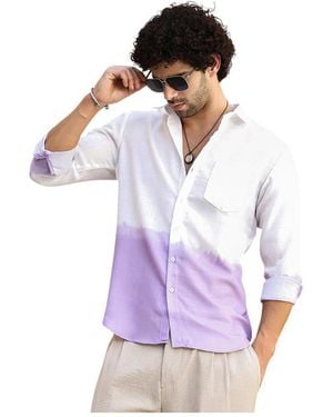 Campus Sutra Lilac Ombre-plunge Regular Shirt - Purple